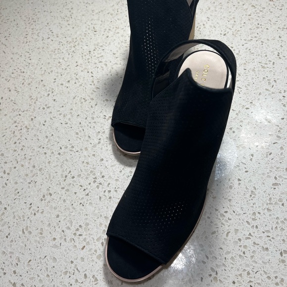 Cole Haan - Suede Block Heel Open Toe - Picture 2 of 9